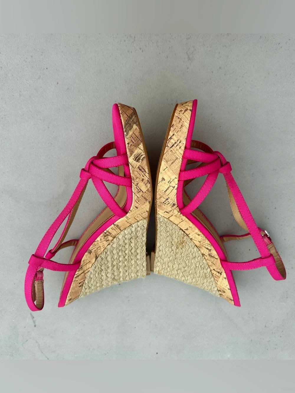 BP Hot Pink Cork Platform Wedges Stella Sz.7.5